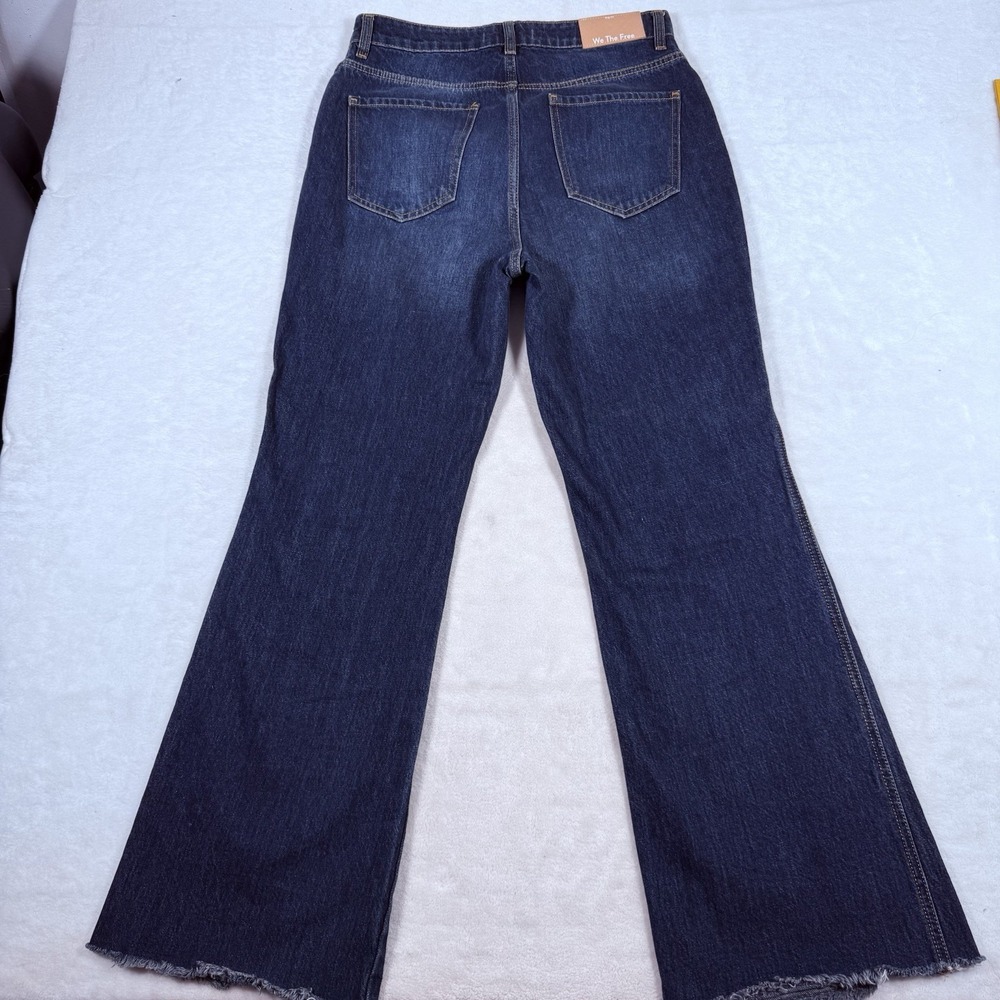 We The Free Blue Denim Button Fly Jeans Women's Size 30 Frayed Hem Wide Leg - Picture 6 of 8